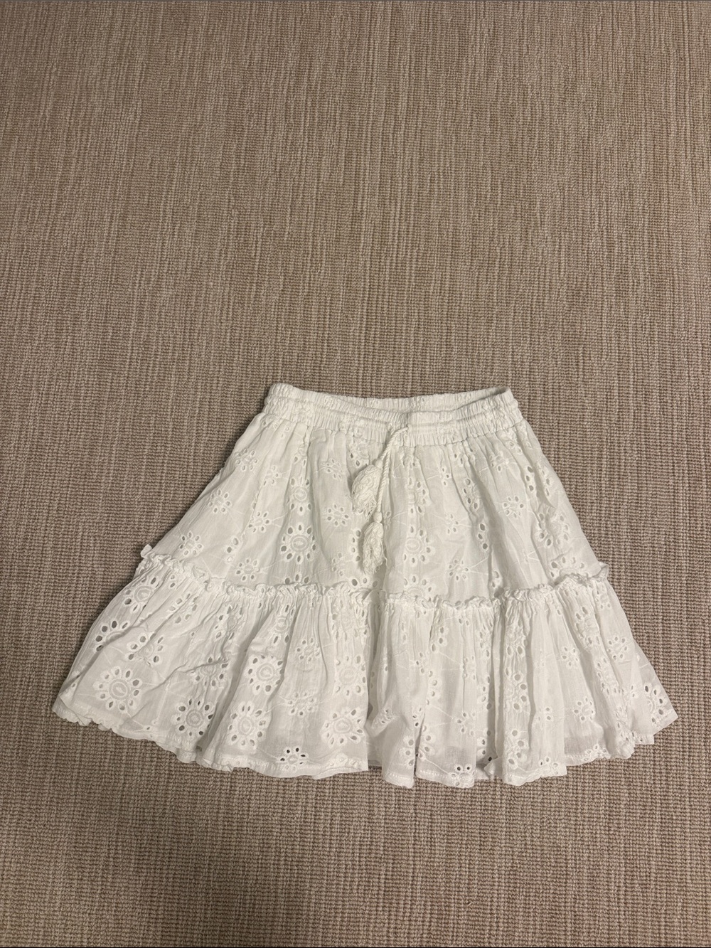 Elan White Eyelet Tiered Skater Skirt